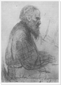 Л.Н.Толстой в Никольском (рисунок П.И.Нерадовского)
